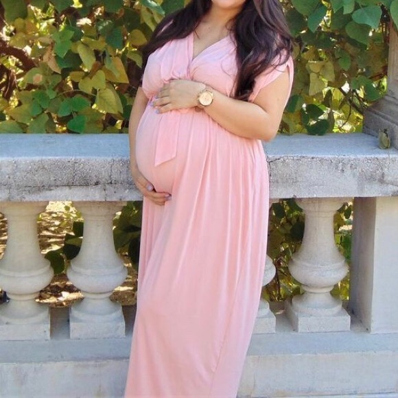 Pink Maternity Wrap Dress - Picture 3 of 3